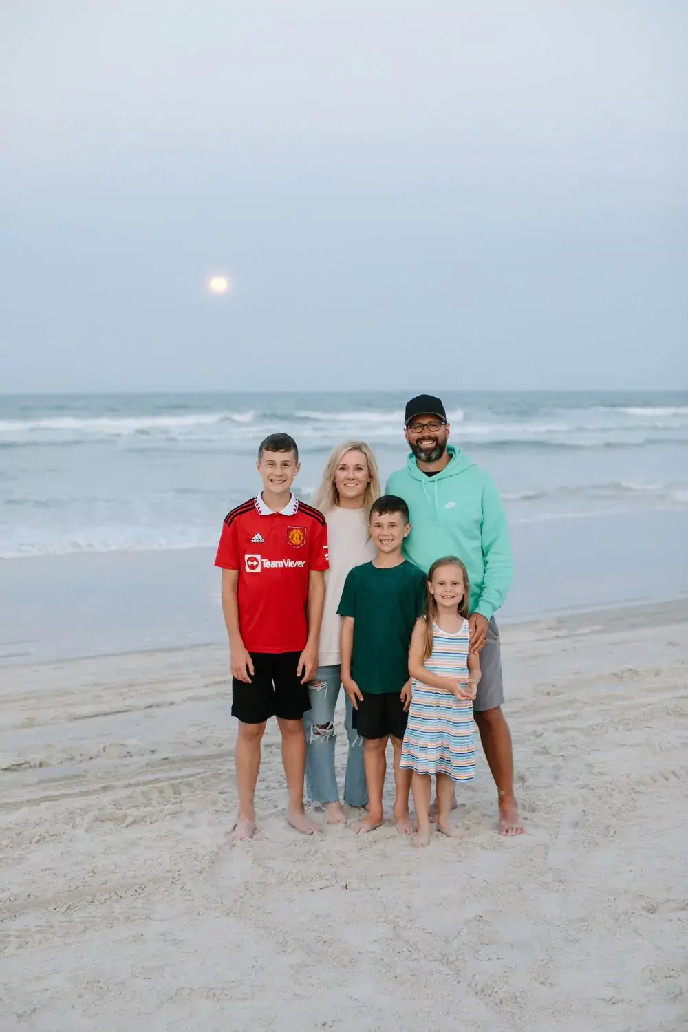 Andy Brophy with his family at the beach
